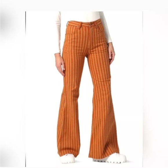 Wrangler Wanderer 622 High Rise Flare Orange Stripe Festival Jeans NWT - Picture 1 of 11